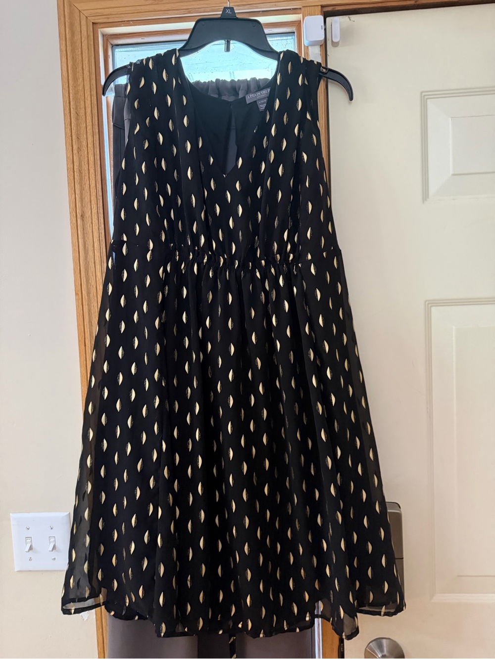 A Pea in the Pod Black Dress with Gold Teardrop Print